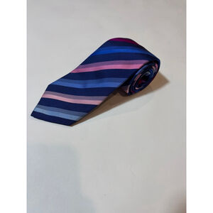 Charles Tyrwhitt Silk Tie Blue Pink Stripe Classic Business Necktie